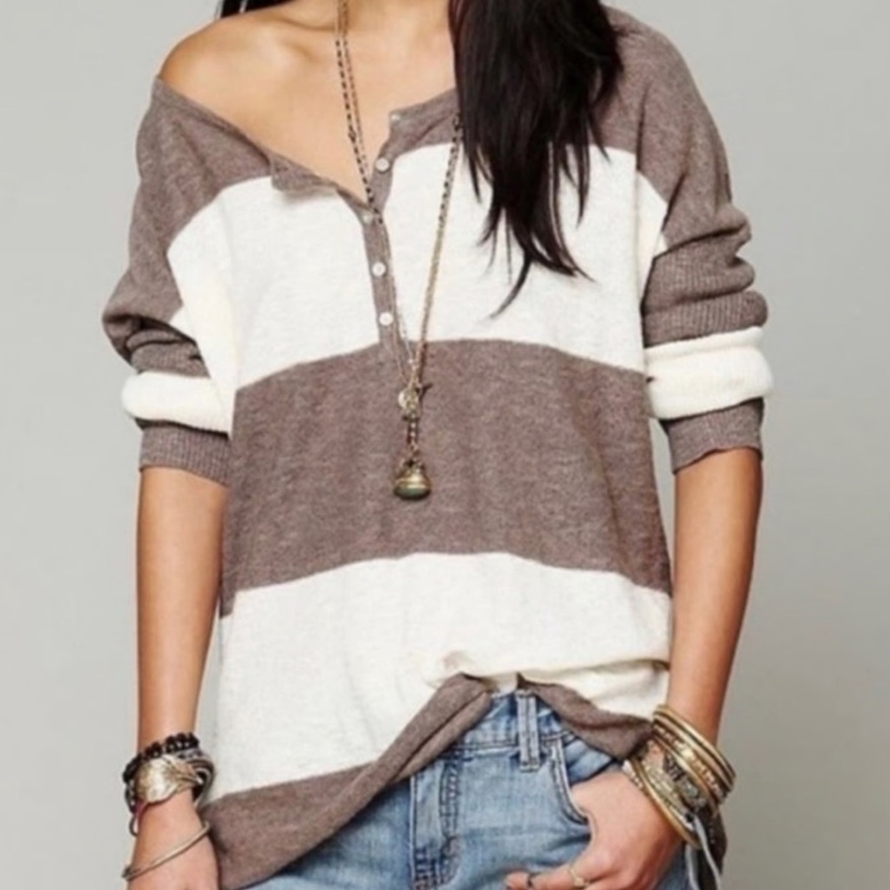 Free People Beach Oversized Striped Sweater